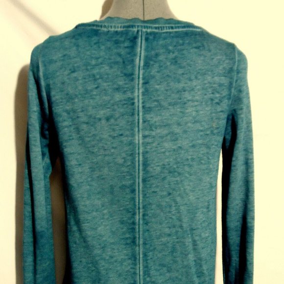 ROCK & REPUBLIC Studs Sweatshirt Top XS Blue Caged V-neck LS Trendy mineral wash - Picture 8 of 10